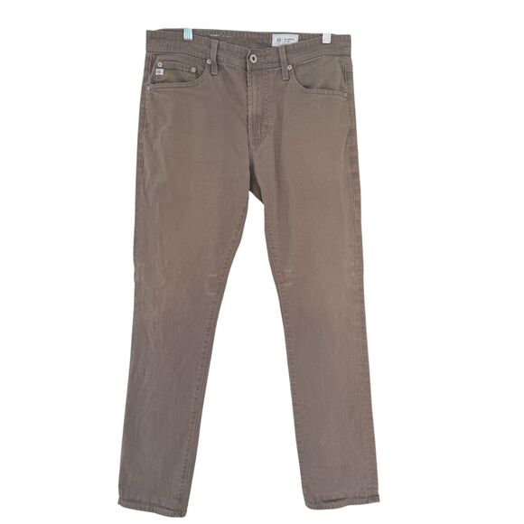 Men's AG Everett‎ Sueded Stretch Sateen Slim Straight Pants | 31x32 | Stone - Picture 1 of 6